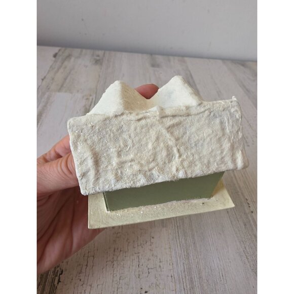 Seasons Cannon falls paper mache village house light up green sparkle decor - Picture 6 of 8